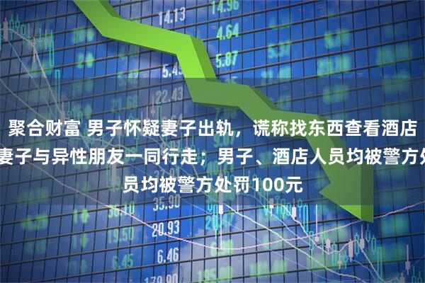 聚合财富 男子怀疑妻子出轨，谎称找东西查看酒店监控 拍到妻子与异性朋友一同行走；男子、酒店人员均被警方处罚100元